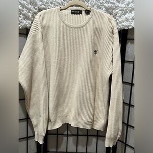 Timberland VINTAGE CREAM COTTON KNIT CREWNECK Ribbed Sweater, SIZE L
